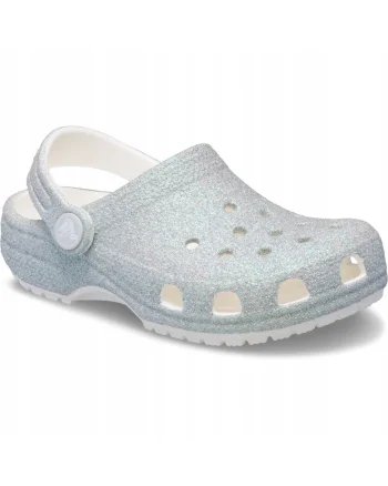 Saboti Copii,  Classic Iridescent Glitter Clog, Alb, Alb