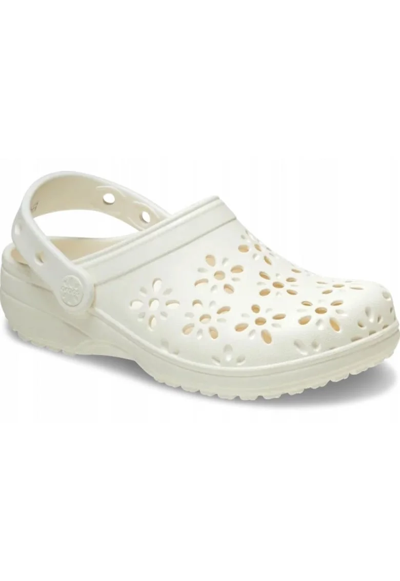 Saboti Copiii,  Classic Floral Cut Out Clog, Alb, Alb