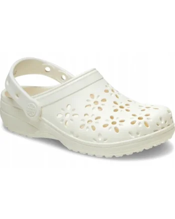 Saboti Copiii,  Classic Floral Cut Out Clog, Alb, Alb