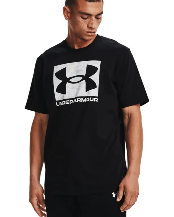 Tricou cu decolteu rotund si logo ABC Camo, Alb/Negru