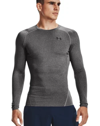 Bluza de compresie pentru fitness HeatGear®, Gri antracit