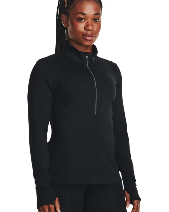 Bluza cu fenta cu fermoar, pentru alergare Qualifier, Negru
