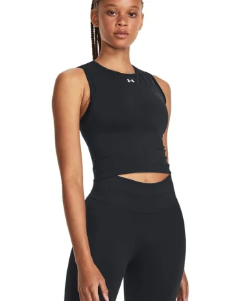 Top crop fara cusaturi pentru antrenament Train, Negru