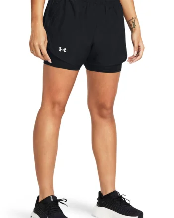 Pantaloni scurti pentru alergare 2 in 1 Fly-By, Negru