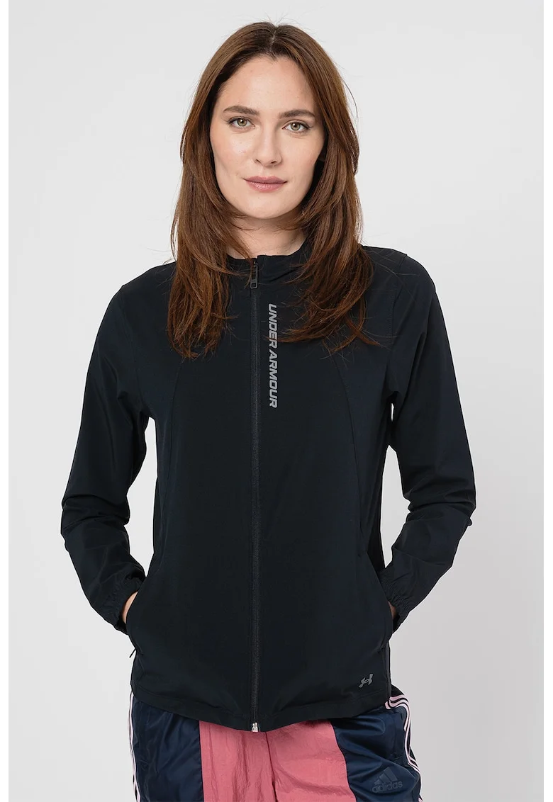 Jacheta slim fit cu gluga, pentru alergare OutRun The Storm, Negru