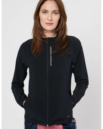Jacheta slim fit cu gluga, pentru alergare OutRun The Storm, Negru