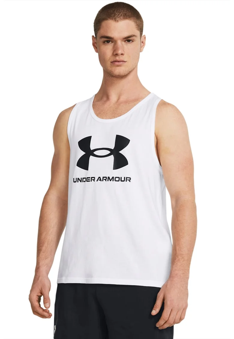 Top cu imprimeu logo, pentru antrenament Sportstyle, Alb optic