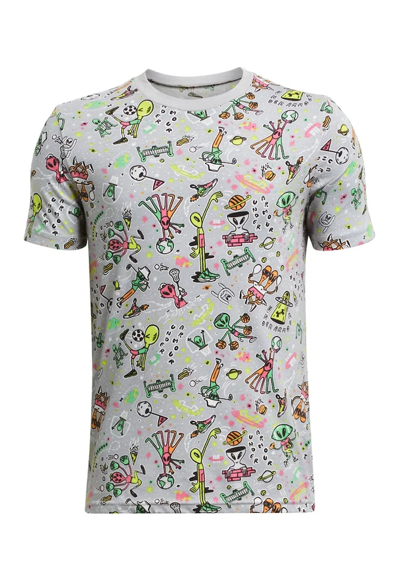 Tricou cu imprimeu pentru antrenament, Rosu/Verde/Gri