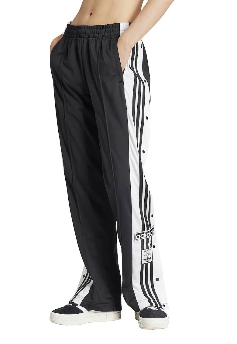 Pantaloni de trening cu capse laterale Adibreak, Alb optic/Gri antracit