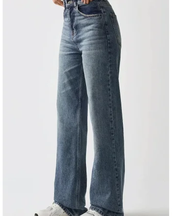 Blugi dama  drepti, talie normala, denim, albastri, M