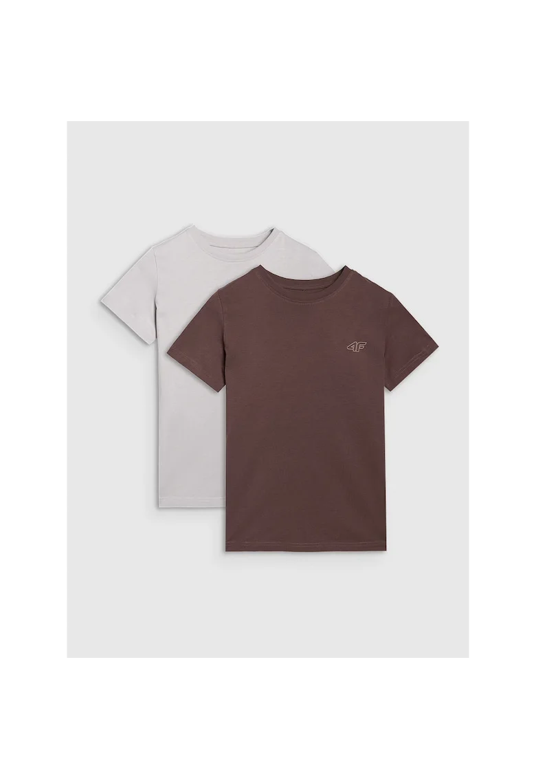 Set 2 Tricouri Unisex Bumbac  Junior - 54697, Maro/Gri