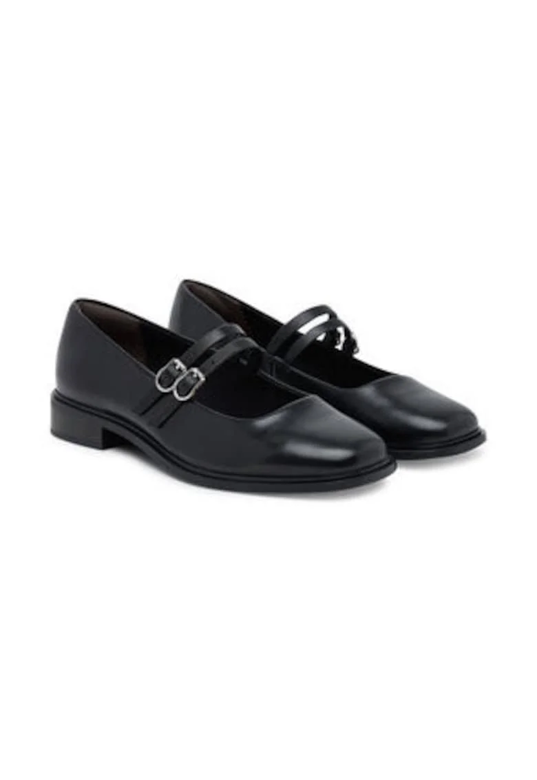 Balerini dama,  piele naturala, negru,