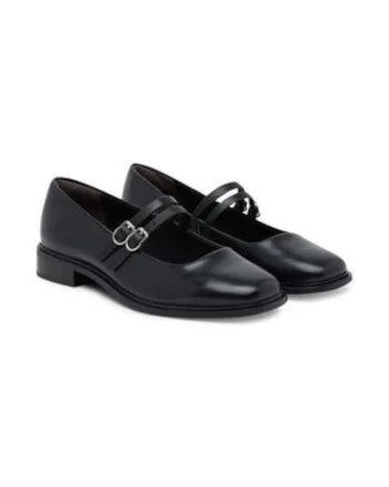 Balerini dama,  piele naturala, negru,