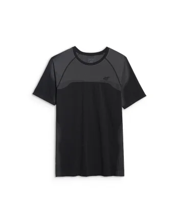 Tricou Antrenament Barbati,  Negru Intens, Croiala Regular Fit, Fara Cusaturi, Poliamida, Sport Training, S/M, Negru