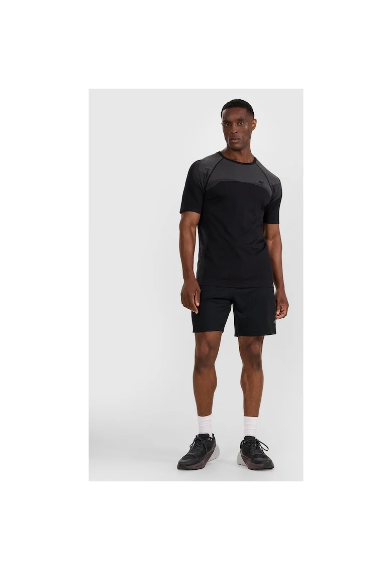 Pantaloni Scurti Sport, Sort Antrenament Barbati,  Poliester, Negru Intens, Negru