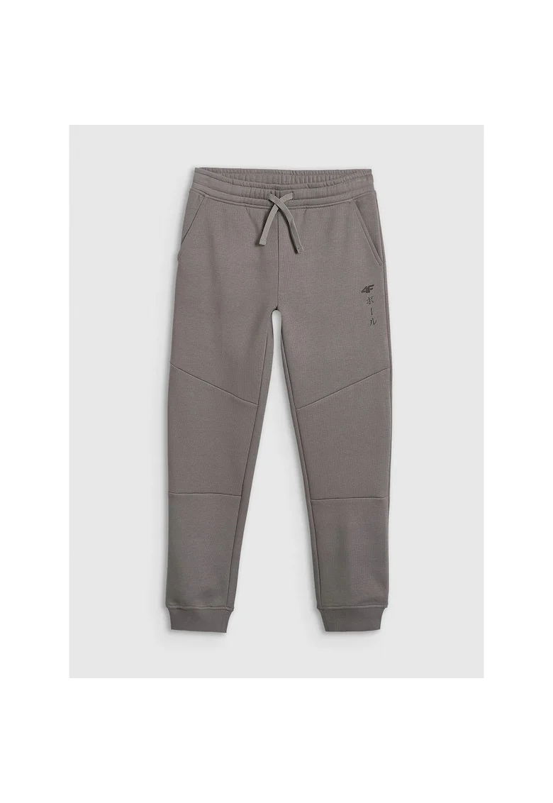 Pantaloni sport copii,  jogger, gri, bumbac, 2 buzunare, talie ajustabila
