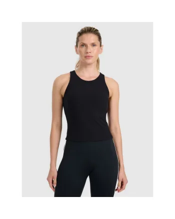 Top sport  negru, material reiat, cupe integrate, pentru femei