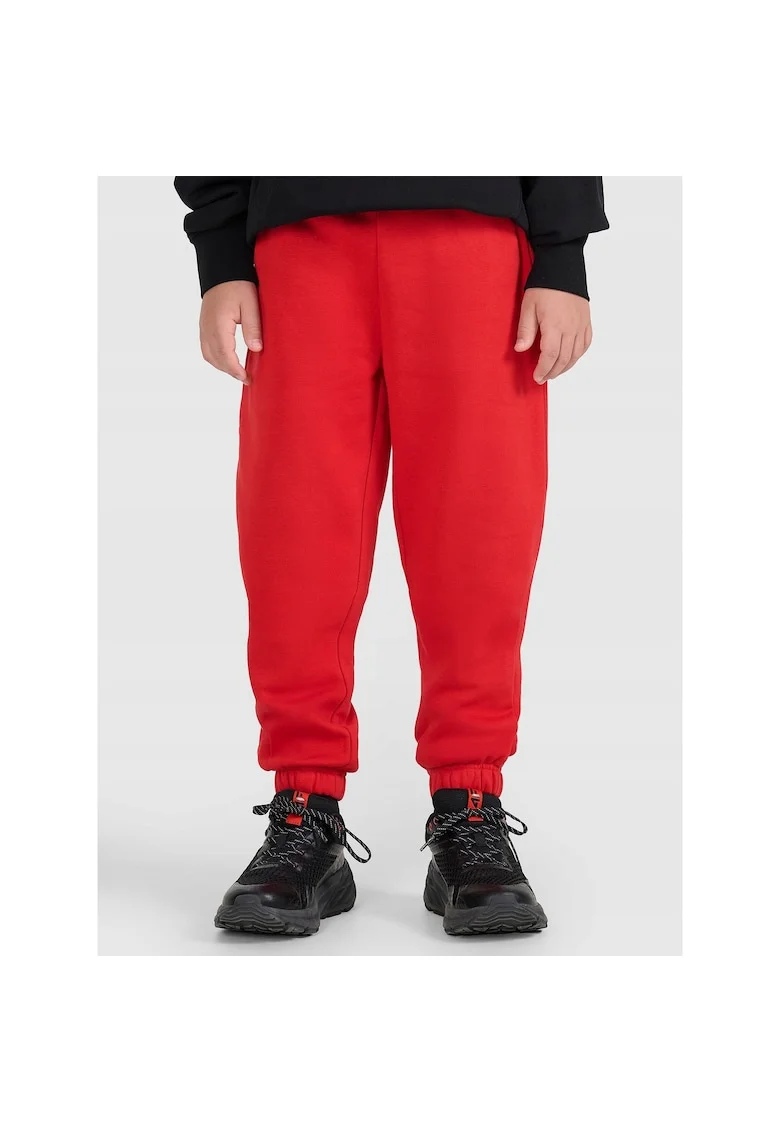 Pantaloni sport copii,  jogger, bumbac/poliester, rosu, interior periat