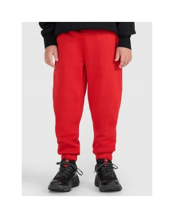 Pantaloni sport copii,  jogger, bumbac/poliester, rosu, interior periat