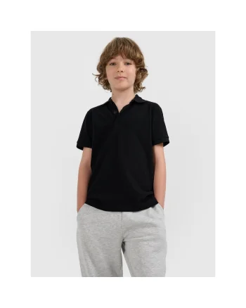 Tricou polo  baieti, negru, bumbac, croiala regulata