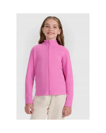 Hanorac sport  guler ridicat, slim, roz, poliester, pentru fete,