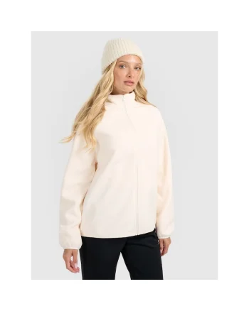 Hanorac sport dama  oversize, guler inalt, alb, material moale