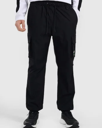Pantaloni barbati,  cargo, negru, poliester,