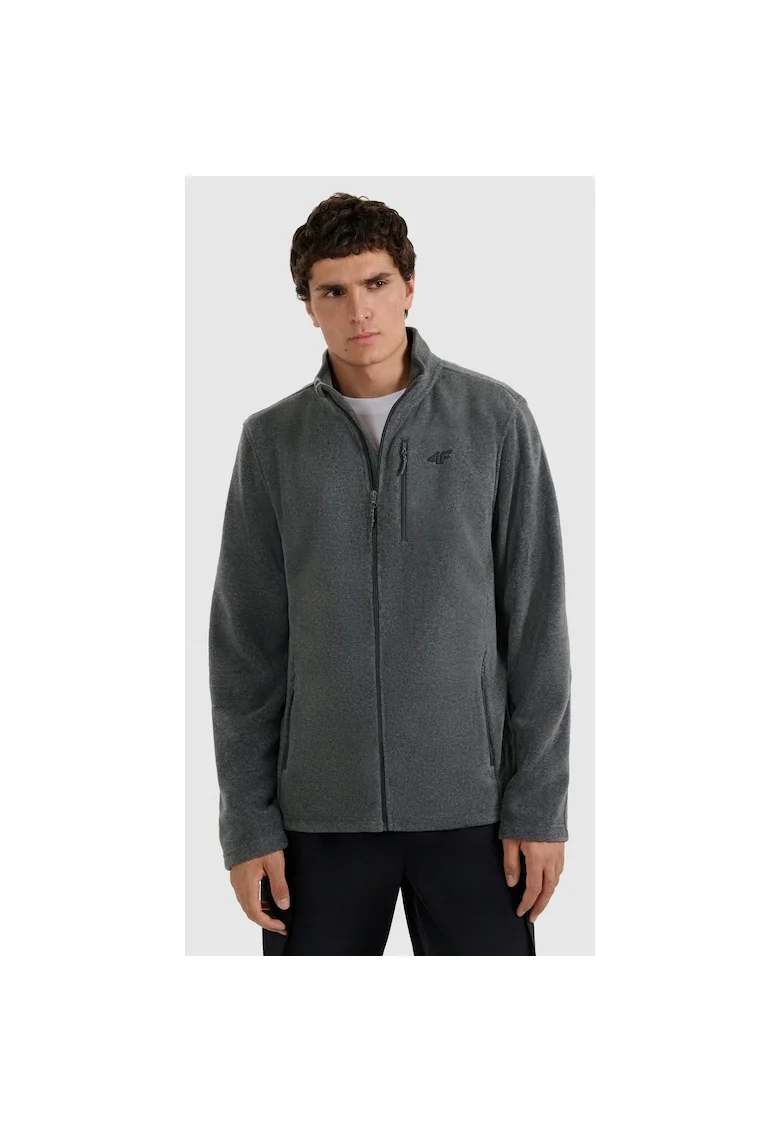 Hanorac sport barbati  regular, guler, gri, 4FWarm