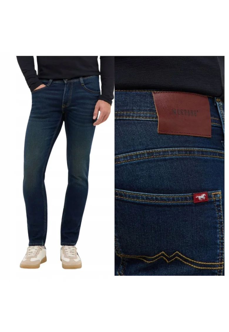 Blugi slim fit cu talie joasa si fermoar Oregon