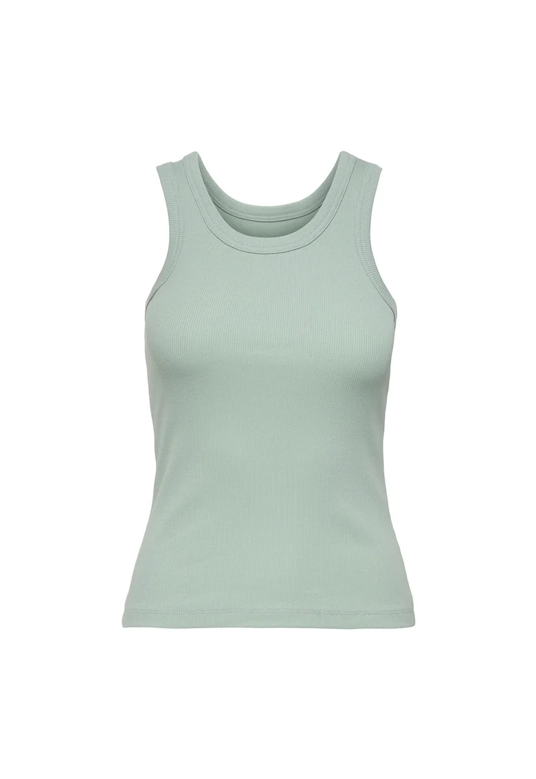 Top uni slim fit, Verde deschis