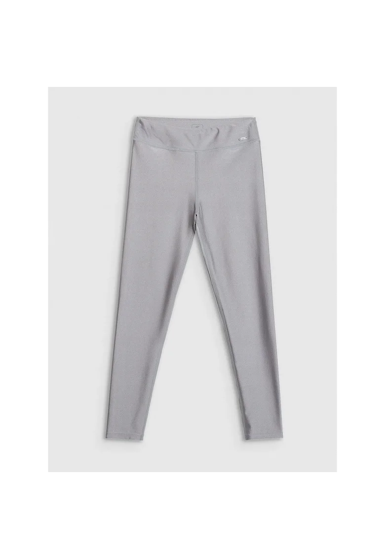 Colanti sport  pentru fete, argintii, talie inalta, croiala slim, poliester