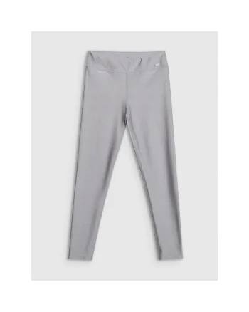 Colanti sport  pentru fete, argintii, talie inalta, croiala slim, poliester