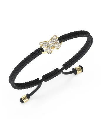 Bratara cu nod glisant si talisman fluture, Auriu/Negru