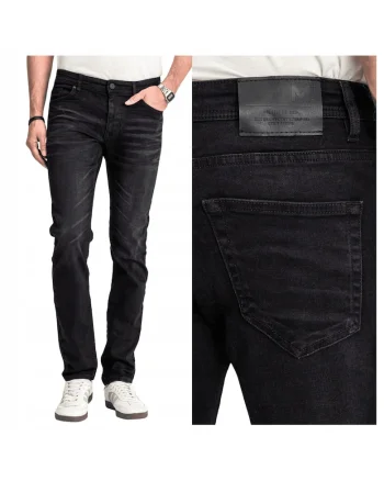 Blugi Barbati,  Felix, Slim Fit, Talie Medie, 98% Bumbac, 2% Elastan, Fermoar, Lungi, 5 Buzunare, Albastru, Albastru