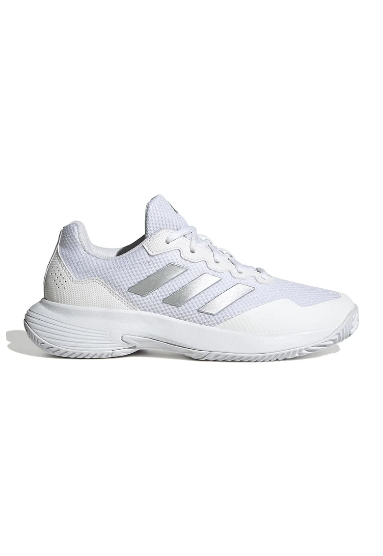 Pantofi de plasa cu insertii de material sintetic pentru tenis Gamecourt 2, Alb optic/Argintiu
