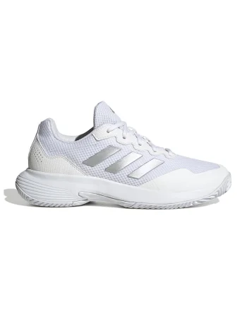 Pantofi de plasa cu insertii de material sintetic pentru tenis Gamecourt 2, Alb optic/Argintiu
