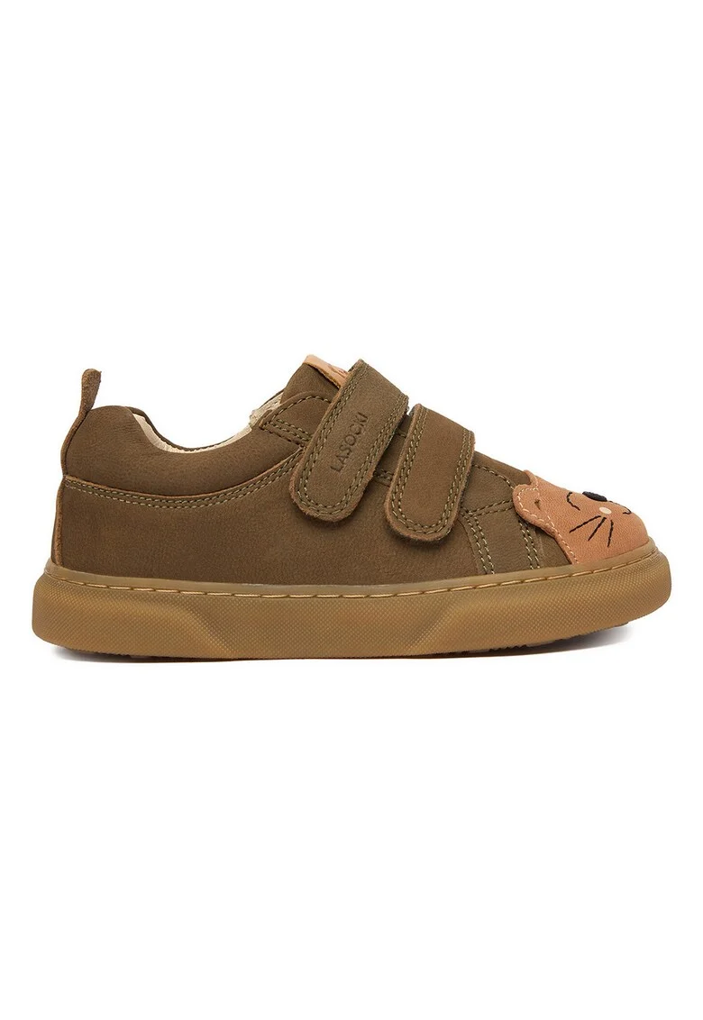 Pantofi sport copii,  piele naturala, maro, sistem inchidere Velcro