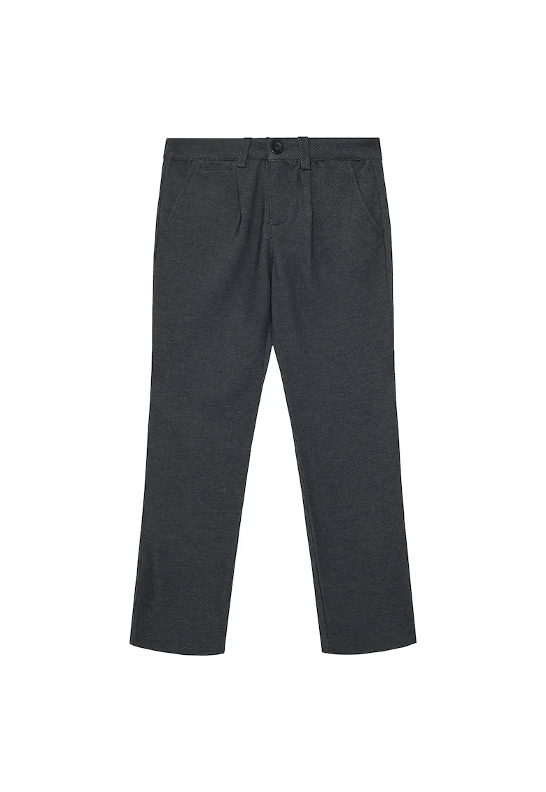 Pantaloni copii,  bleumarin, herringbone, fermoar, 58% viscoza, 38% poliester, 4% elastan