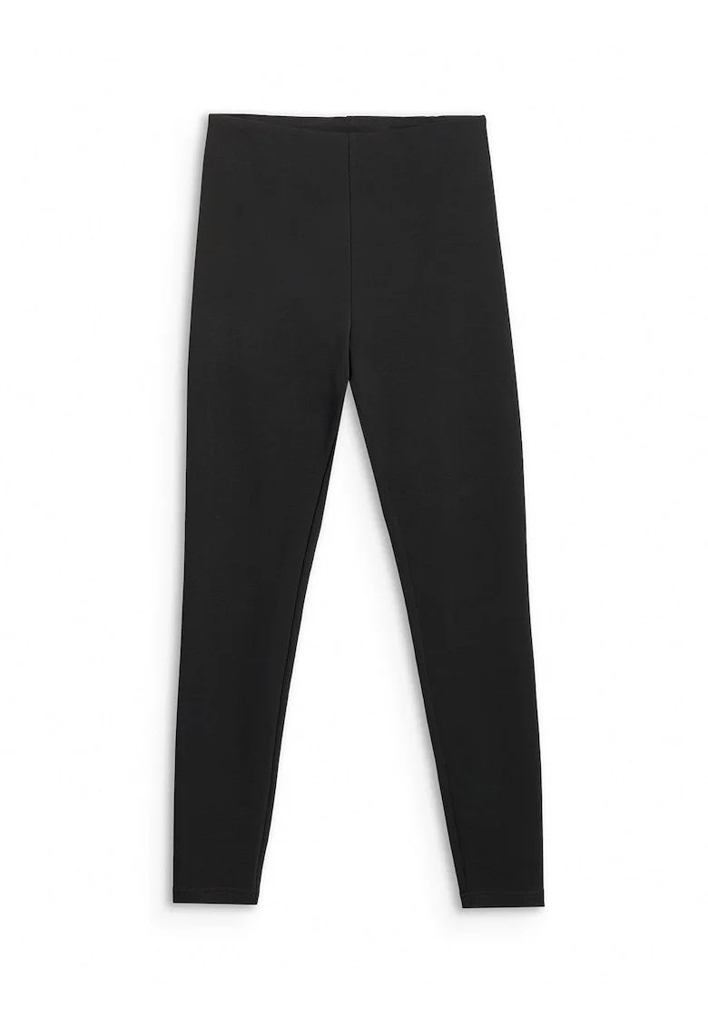 Colanti sport dama,  slim fit, talie inalta, negru, bumbac