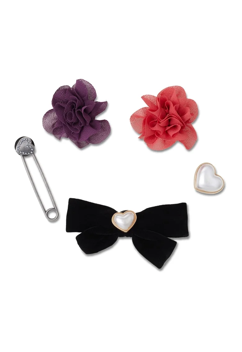Set de talismane jibbitz pentru saboti - 5 piese, Negru/Violet/Coral