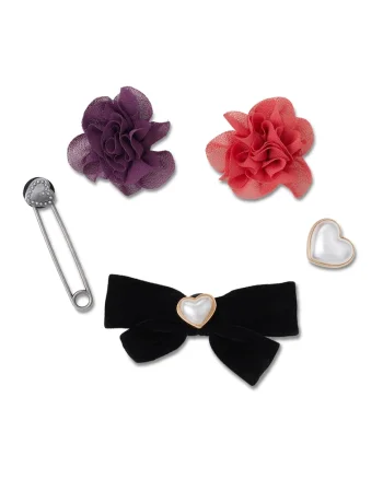 Set de talismane jibbitz pentru saboti - 5 piese, Negru/Violet/Coral