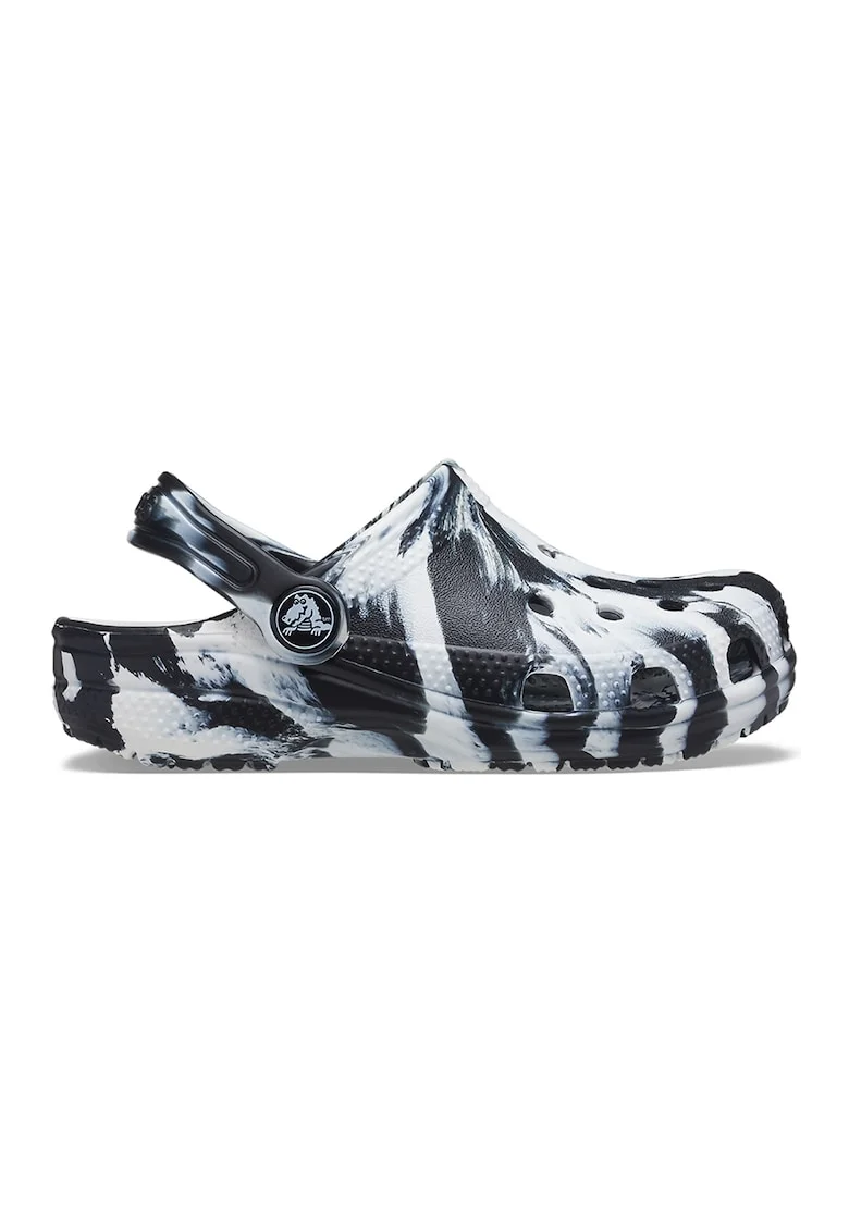 Saboti slingback cu model abstract, Alb/Albastru ultramarin