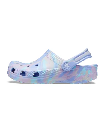Saboti slingback cu model abstract, Albastru lavanda/Bej/Lila