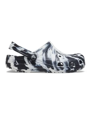 Saboti slingback cu imprimeu abstract Classic Marble, Alb/Albastru ultramarin