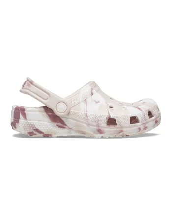 Saboti slingback cu imprimeu abstract Classic Marble, Alb/Piersica/Roz prafuit