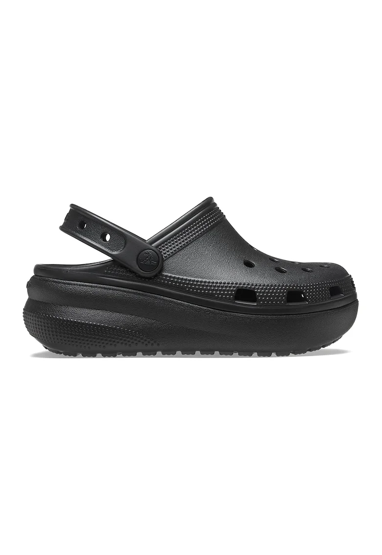 Saboti slingback cu talpa wedge si aspect perforat Cutie, Negru