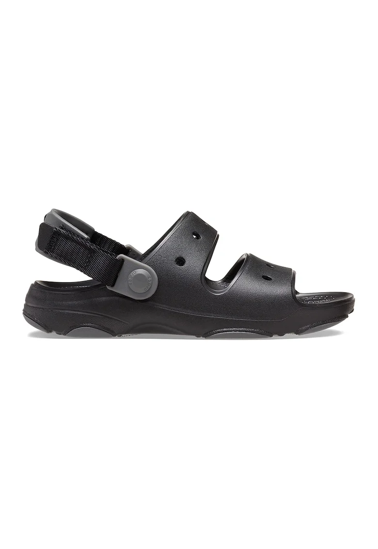 Saboti slingback cu model uni si velcro, Negru