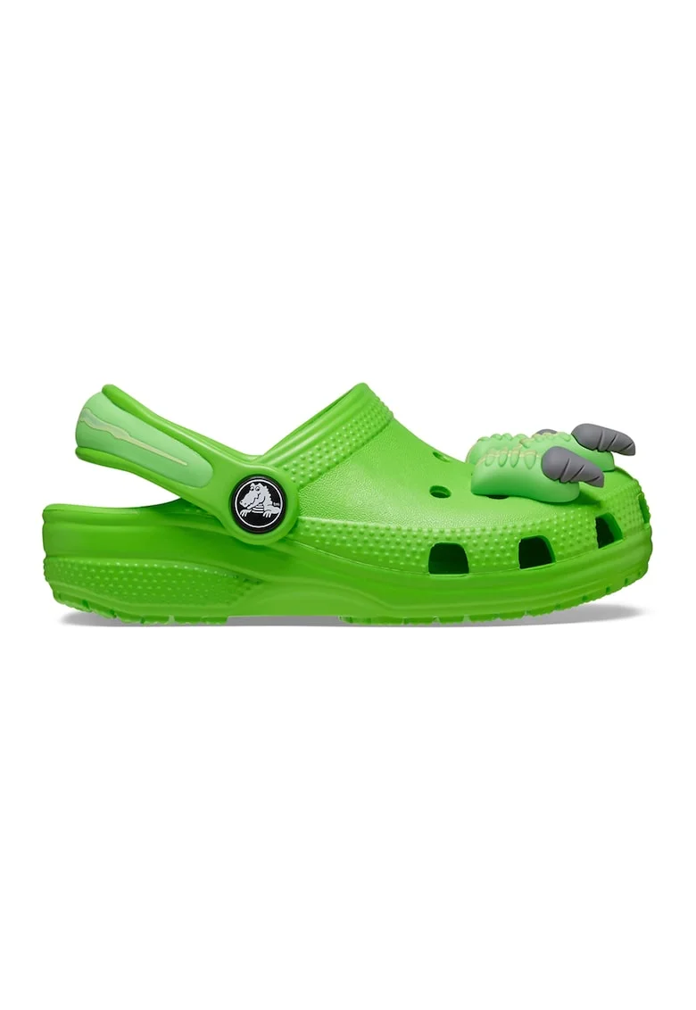 Saboti slingback I Am Dinosaur, Gri cenusiu/Verde electric