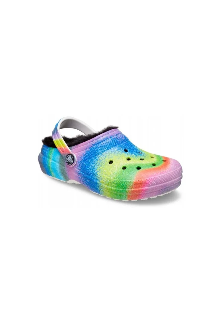 Saboti captuseala de blana Copii,  Classic Lined Spray Dye Clog, Multicolor, Multicolor