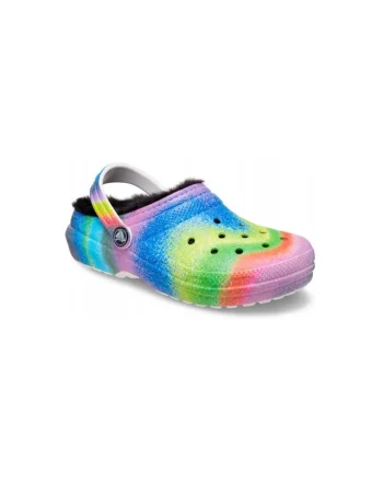Saboti captuseala de blana Copii,  Classic Lined Spray Dye Clog, Multicolor, Multicolor